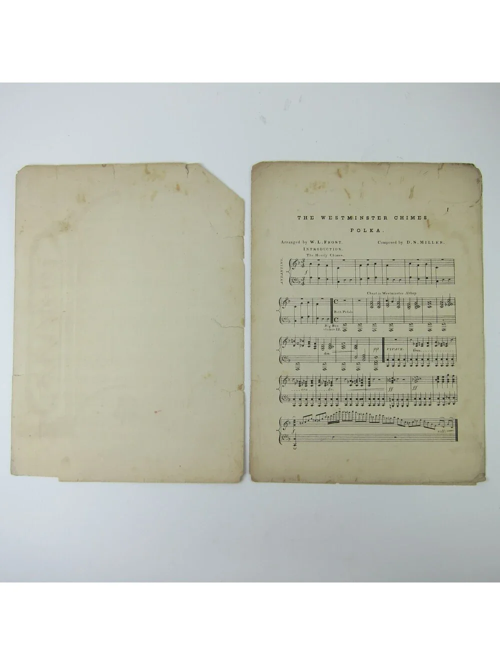 Sheet Music The Westminster Chimes Polka Duncan S. Miller W.L. Frost Antique
